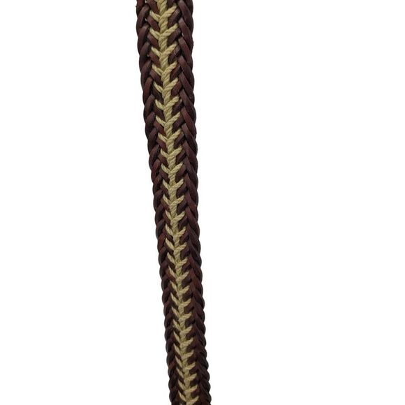80's Belt Leather Weaved Braided Rope Accent Western Country Brown XS/S 30" - Picture 6 of 9
